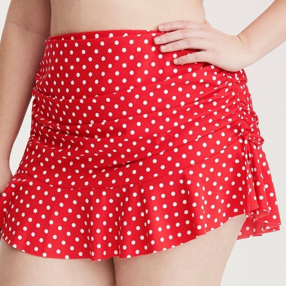 TORRID Swim SKIRT 4X Red Polka Dot Rockabilly Plus_2